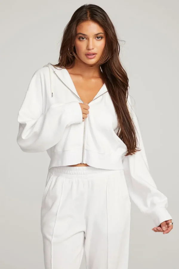 Best Abilene White Zip Up Hoodie Women Outerwear | Loungewear