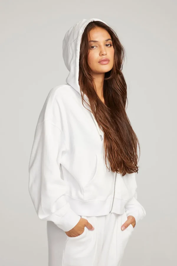 Best Abilene White Zip Up Hoodie Women Outerwear | Loungewear