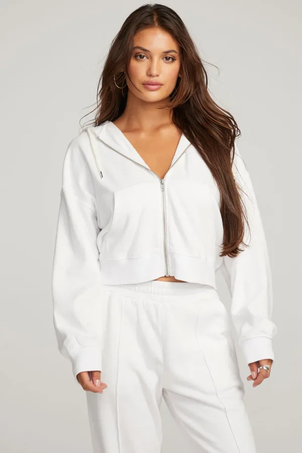 Best Abilene White Zip Up Hoodie Women Outerwear | Loungewear