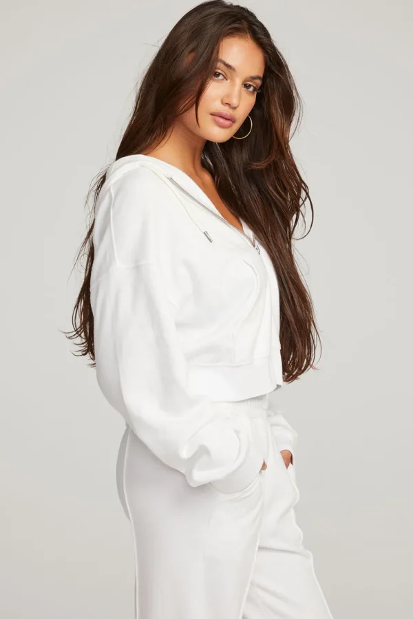 Best Abilene White Zip Up Hoodie Women Outerwear | Loungewear