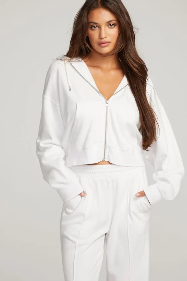 Best Abilene White Zip Up Hoodie Women Outerwear | Loungewear