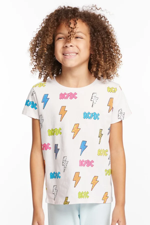Online AC/DC All Over Logos Girls Tee Women/Kids Girls | Music