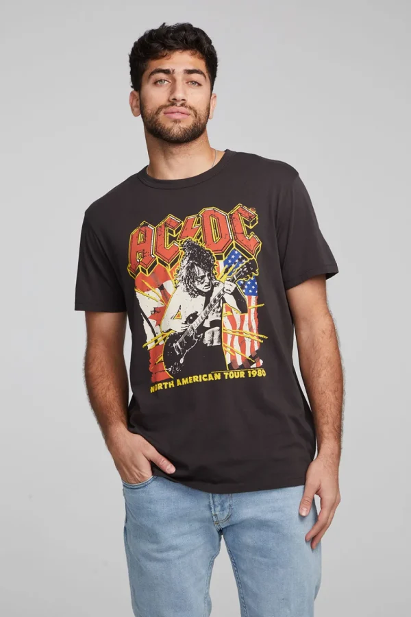 Cheap AC/DC North American Tour Crew Neck Tee Women Tops | Music
