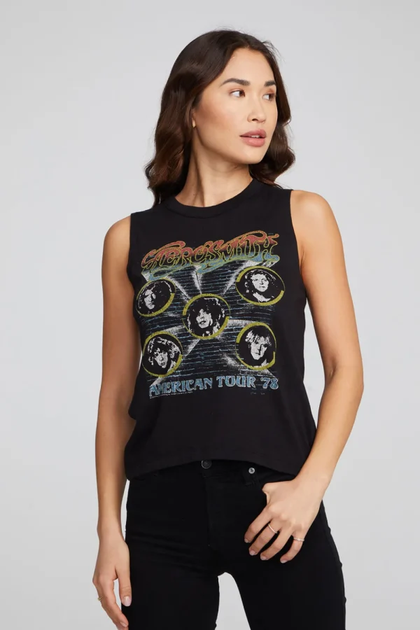 Clearance Aerosmith American Tour Muscle Crop Women Loungewear | Music