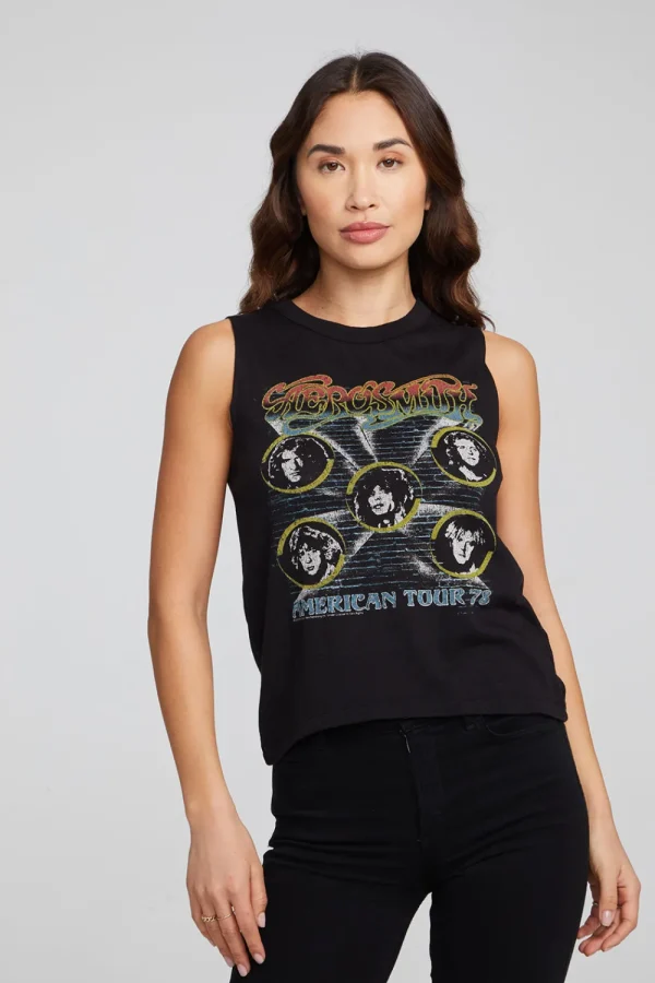 Clearance Aerosmith American Tour Muscle Crop Women Loungewear | Music