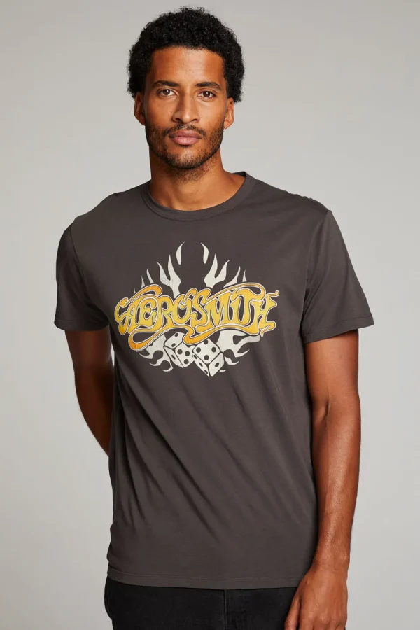 Cheap Aerosmith Flaming Skull Mens Tee Women Tops | Music