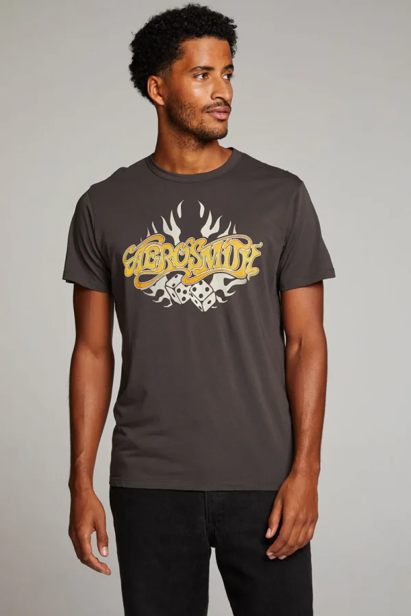 Cheap Aerosmith Flaming Skull Mens Tee Women Tops | Music