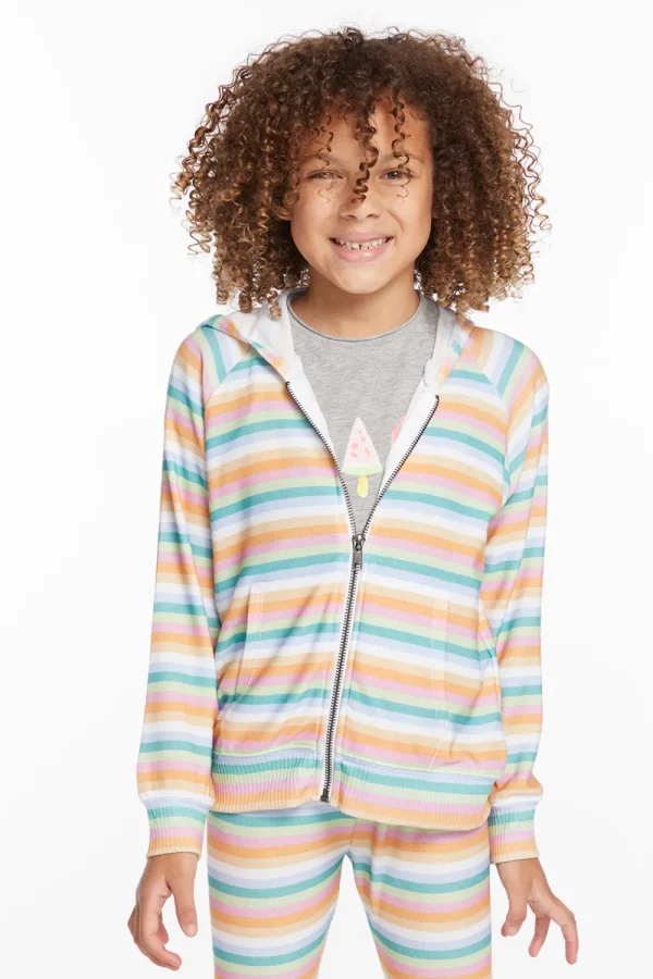 Hot Alana Sunset Stripe Girls Zip Up Hoodie Kids Girls