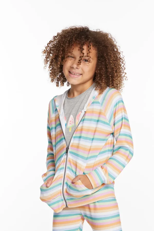 Hot Alana Sunset Stripe Girls Zip Up Hoodie Kids Girls
