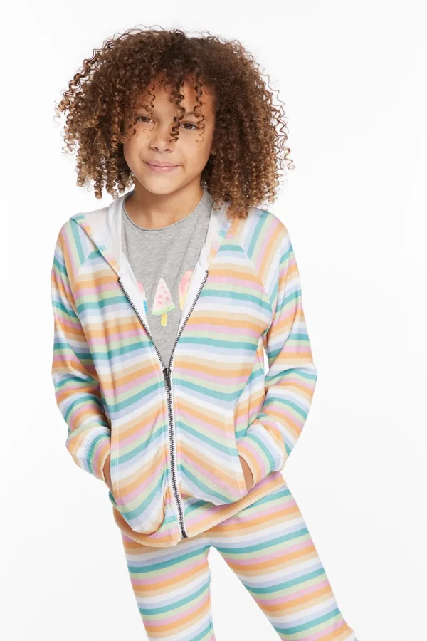 Hot Alana Sunset Stripe Girls Zip Up Hoodie Kids Girls