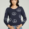 Hot All Over Peace Intarsia Sweater Women Outerwear | Graphics