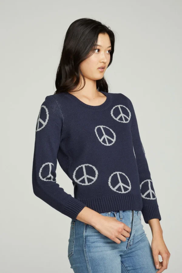 Hot All Over Peace Intarsia Sweater Women Outerwear | Graphics