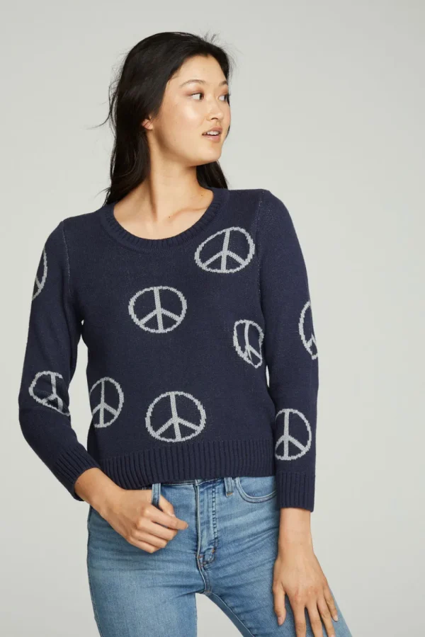 Hot All Over Peace Intarsia Sweater Women Outerwear | Graphics