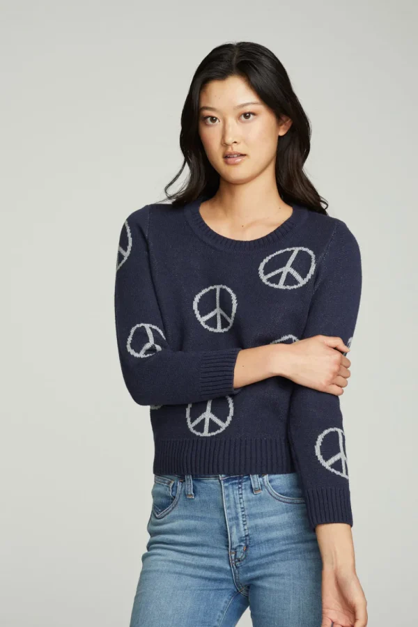 Hot All Over Peace Intarsia Sweater Women Outerwear | Graphics