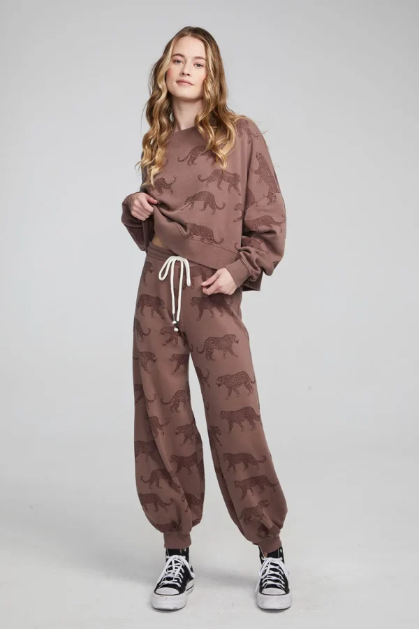 Outlet Allover Leopards Fleece Pullover Women Loungewear | Tops
