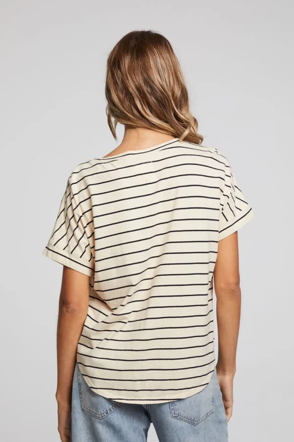 Outlet Amber Black And Sand Stripe Tee Women Loungewear | Tops