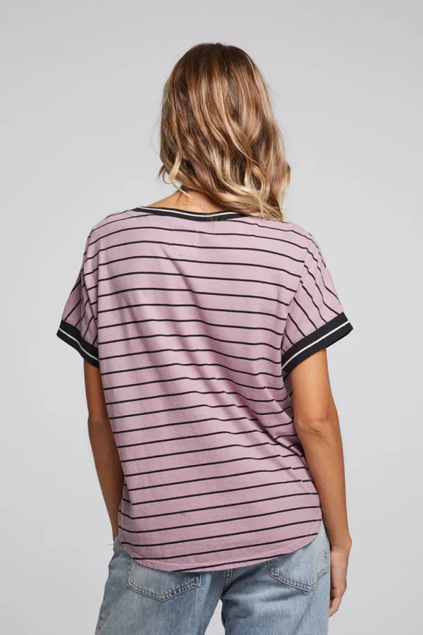 Hot Amber Stripe Mix Tee Women Loungewear | Tops