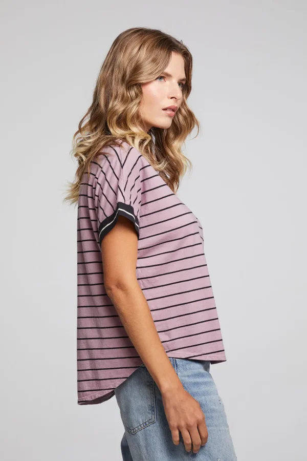 Hot Amber Stripe Mix Tee Women Loungewear | Tops