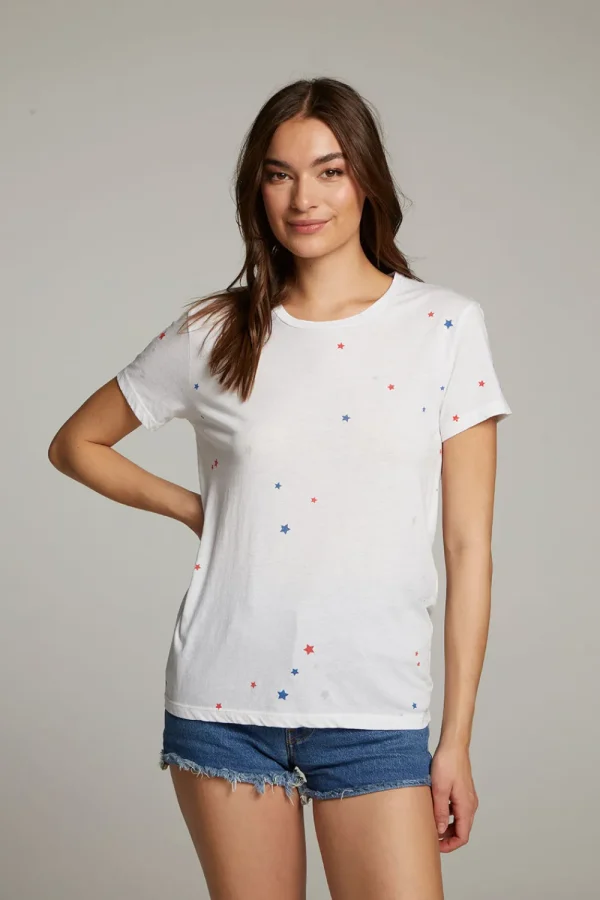 Cheap Americana Stars Crew Neck Tee Women Loungewear | Graphics
