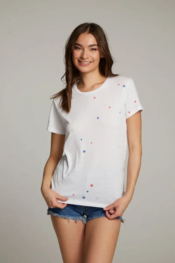 Cheap Americana Stars Crew Neck Tee Women Loungewear | Graphics