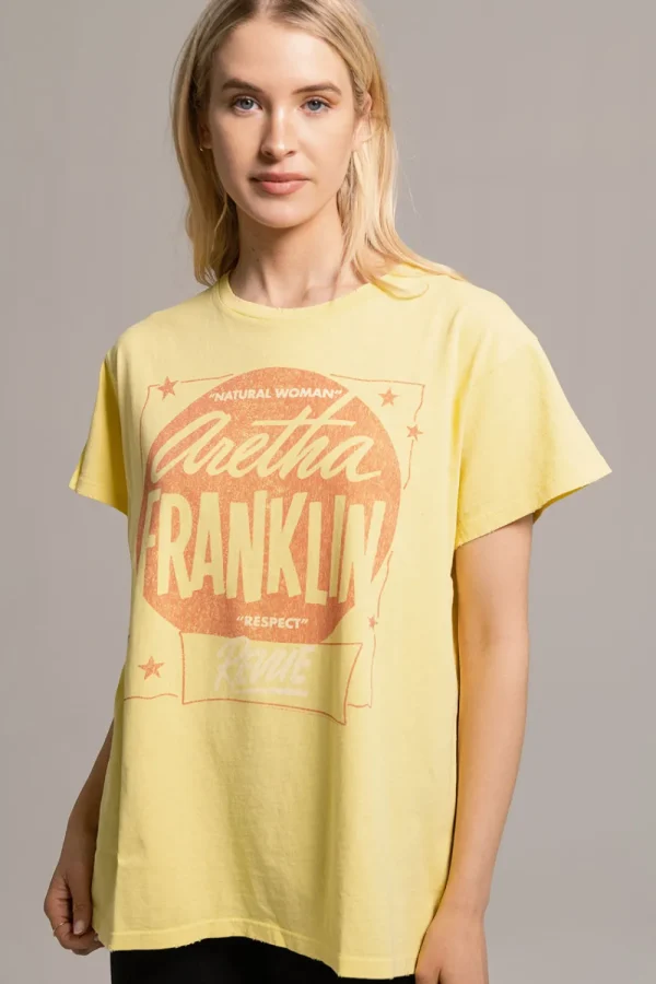 Outlet Aretha Franklin - "Respect" Distressed Crew Neck Women Loungewear | Music