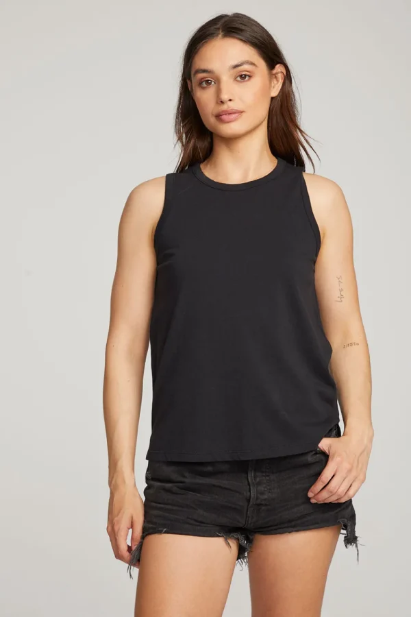 Cheap Basic Black Slit Tank Women Loungewear | Essentials