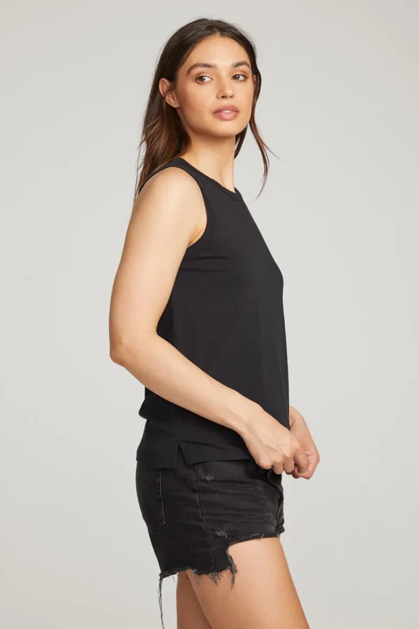 Cheap Basic Black Slit Tank Women Loungewear | Essentials
