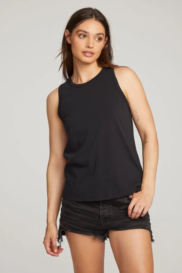 Cheap Basic Black Slit Tank Women Loungewear | Essentials