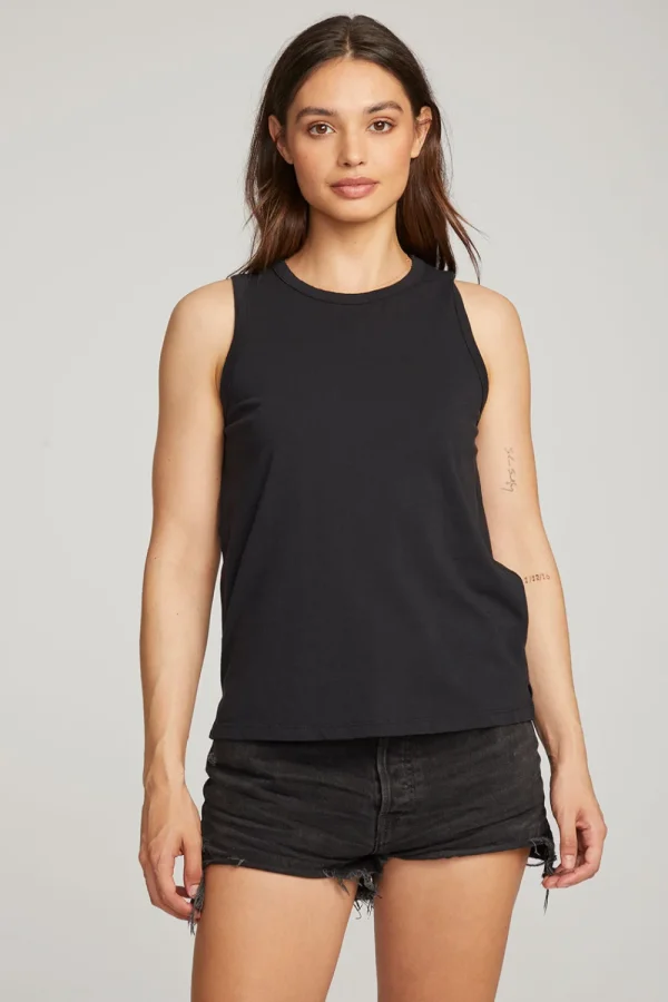 Cheap Basic Black Slit Tank Women Loungewear | Essentials