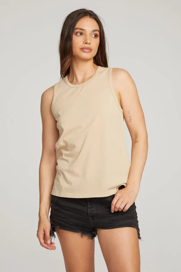 Outlet Basic Cappuccino Slit Tank Women Loungewear | Essentials