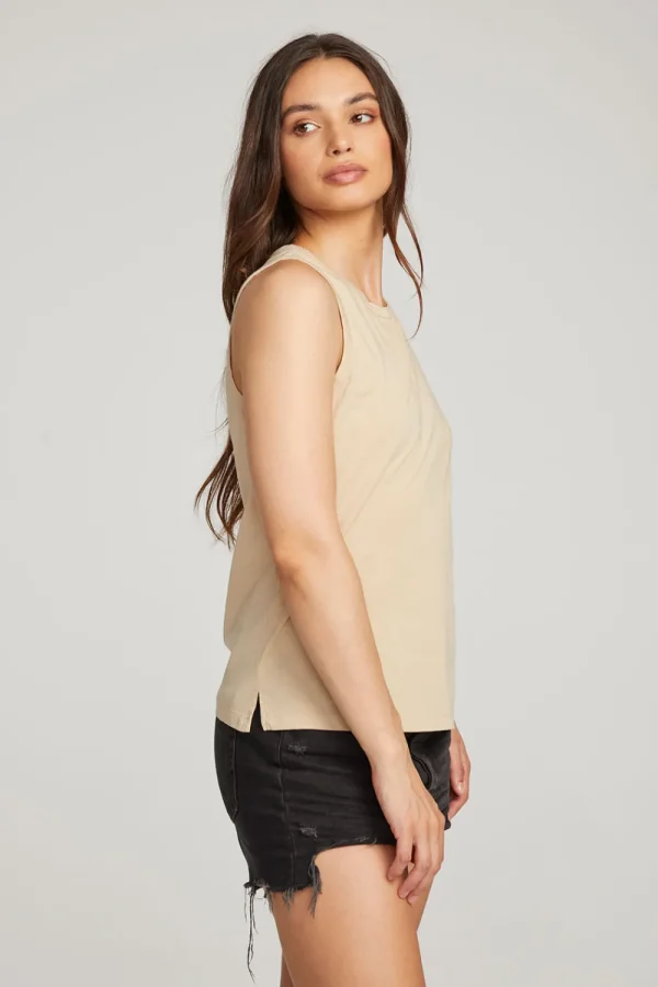 Outlet Basic Cappuccino Slit Tank Women Loungewear | Essentials
