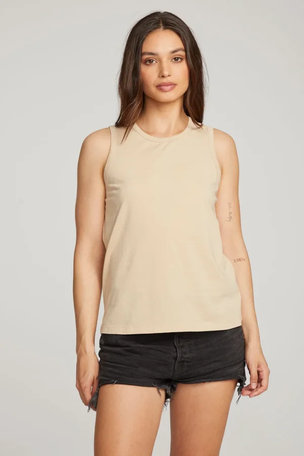 Outlet Basic Cappuccino Slit Tank Women Loungewear | Essentials