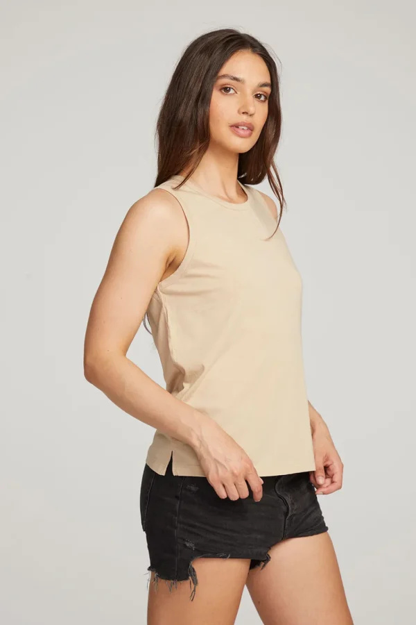 Outlet Basic Cappuccino Slit Tank Women Loungewear | Essentials