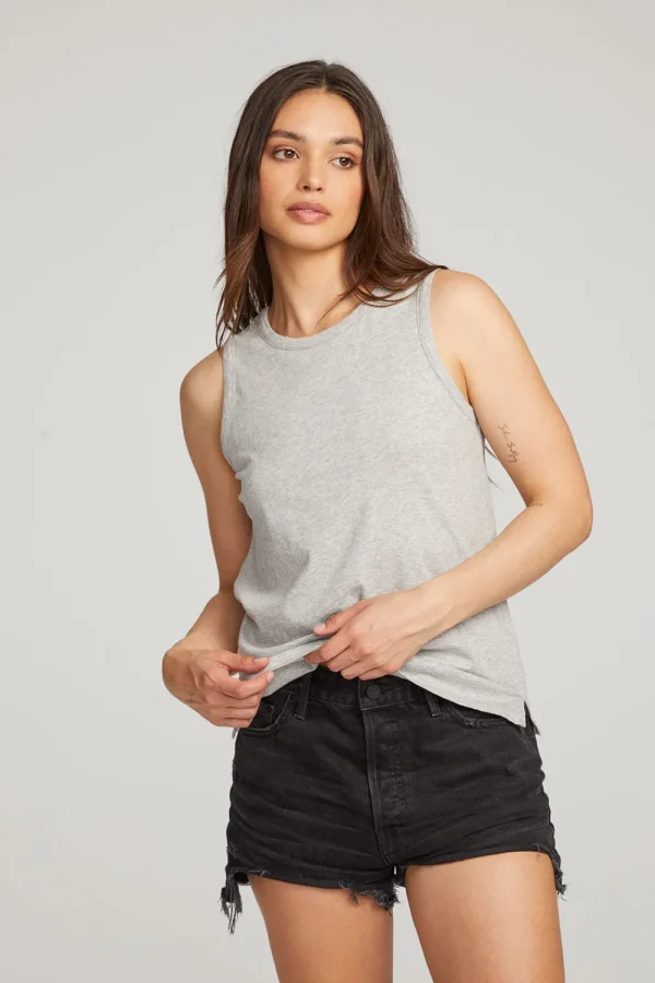 Store Basic Heather Grey Slit Tank Women Loungewear | Essentials