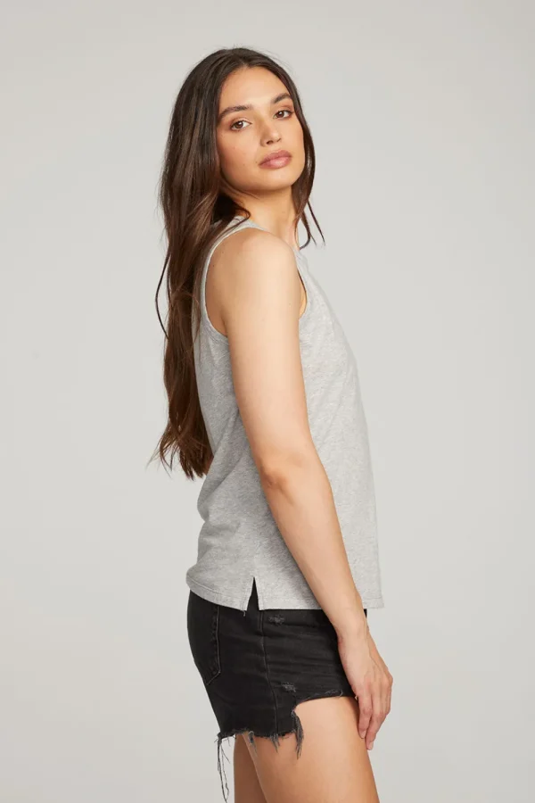 Store Basic Heather Grey Slit Tank Women Loungewear | Essentials