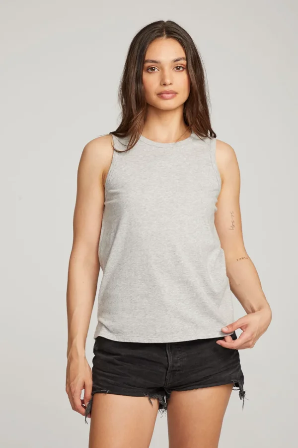 Store Basic Heather Grey Slit Tank Women Loungewear | Essentials