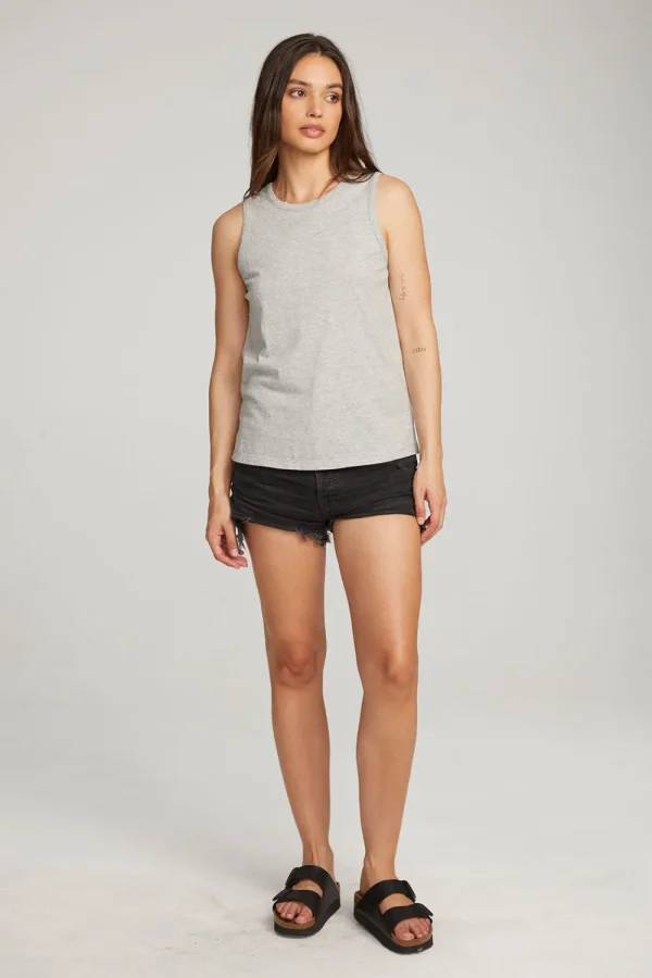 Store Basic Heather Grey Slit Tank Women Loungewear | Essentials