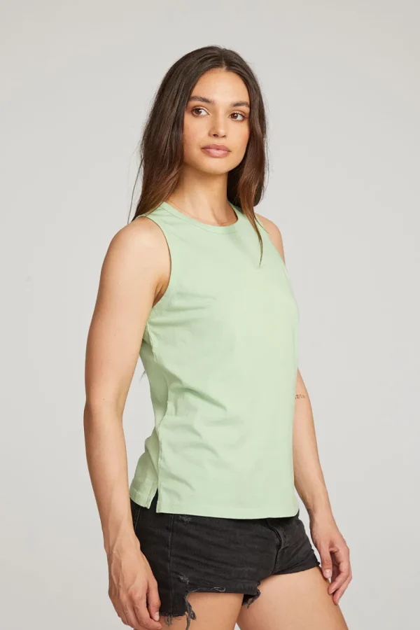 Outlet Basic Quiet Green Slit Tank Women Loungewear | Essentials