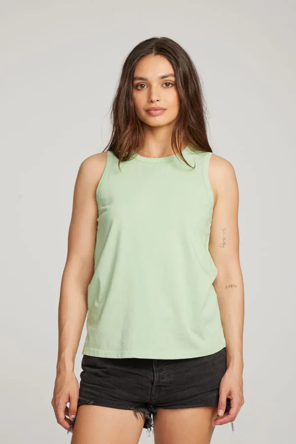 Outlet Basic Quiet Green Slit Tank Women Loungewear | Essentials