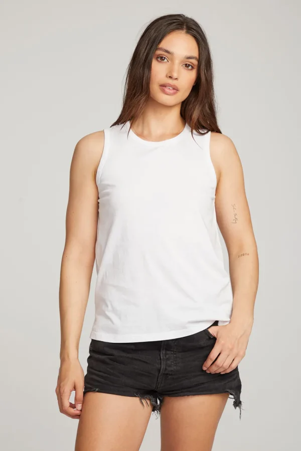 New Basic White Slit Tank Women Loungewear | Essentials