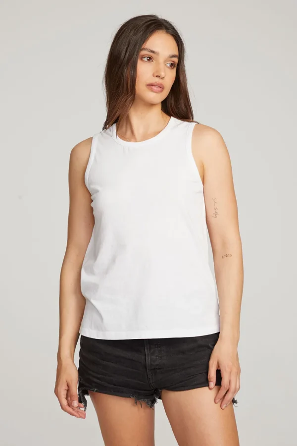 New Basic White Slit Tank Women Loungewear | Essentials