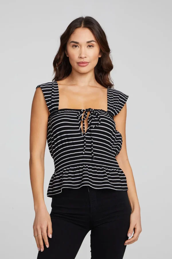 Fashion Bayshore Tank Top - Black And White Stripe Women Loungewear | Tops