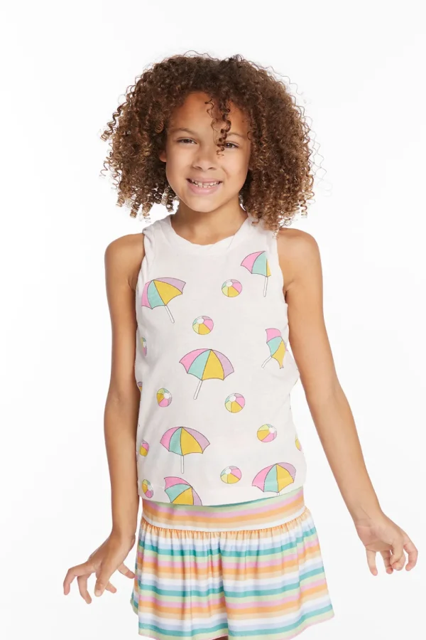 Hot Beach Balls & Umbrellas Girls Tank Top Kids Girls