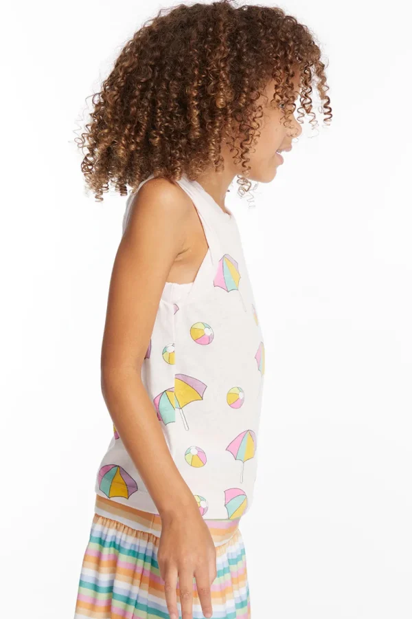 Hot Beach Balls & Umbrellas Girls Tank Top Kids Girls