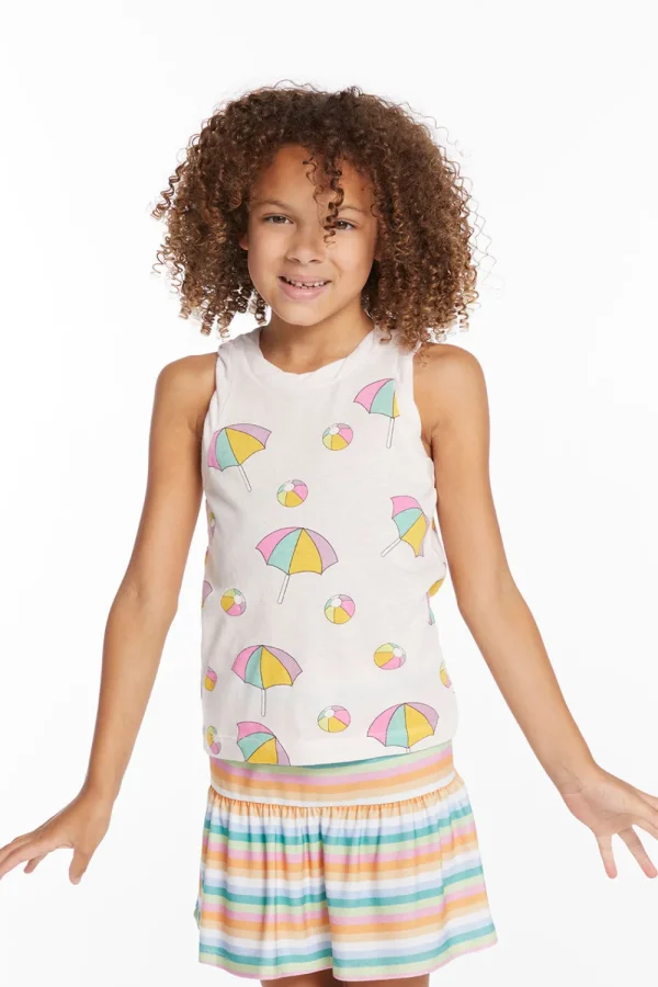 Hot Beach Balls & Umbrellas Girls Tank Top Kids Girls