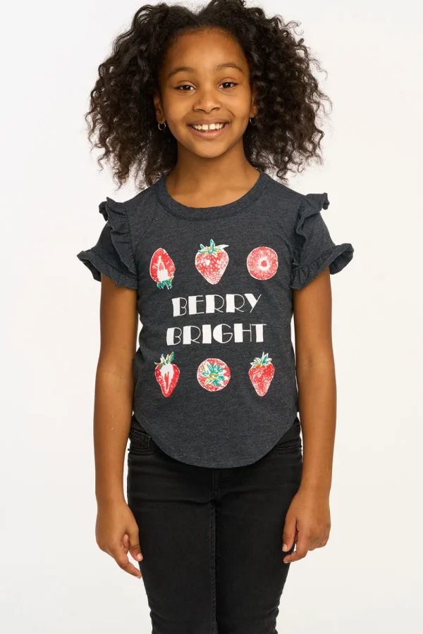 Fashion Berry Bright Ruffle Sleeve Tee Kids Girls