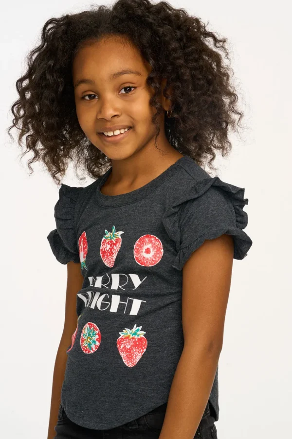 Fashion Berry Bright Ruffle Sleeve Tee Kids Girls