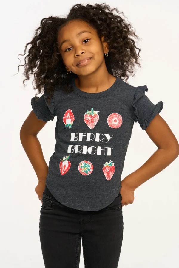 Fashion Berry Bright Ruffle Sleeve Tee Kids Girls