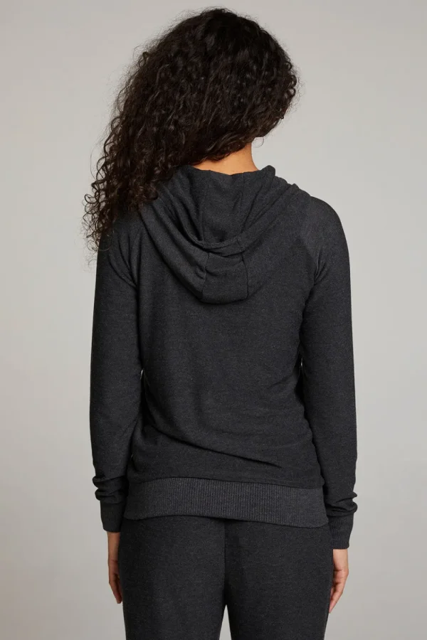 Best Sale Black Long Sleeve Raglan Zip Up Hoodie Women Outerwear | Loungewear