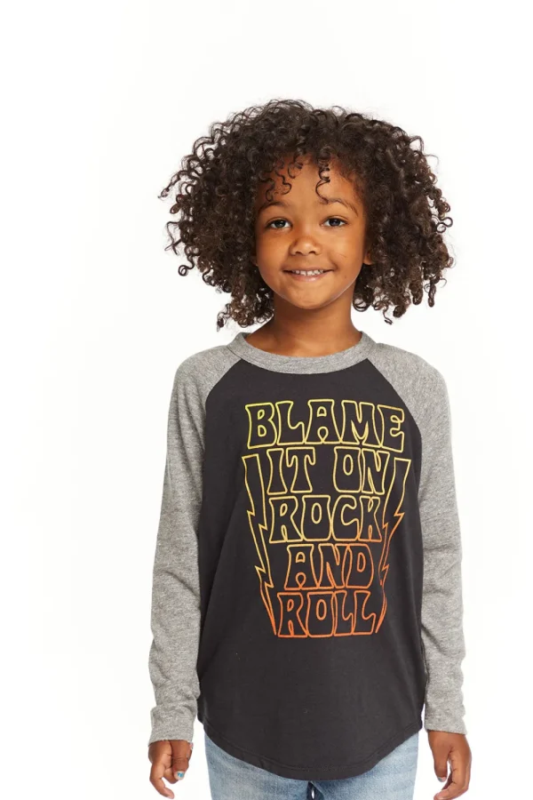 Cheap Blame Rock And Roll Baseball Tee Kids/BOY Boys